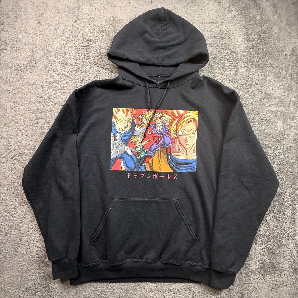 Dragon Ball Z Anime DBZ Hoodie Goku Vegeta Super Saiyan Double Sided Mens L Toei